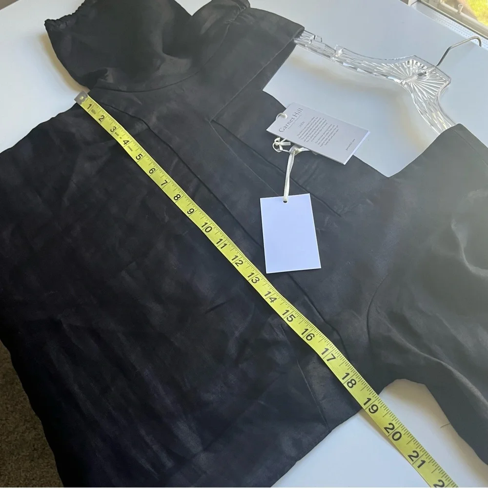 NEW Garnet Hill 100% Linen Black Square Neck Short Sleeve Top 10 Lightweight - Picture 7 of 8